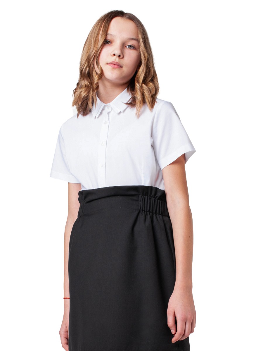 Белая блузка с коротким рукавом для девочки