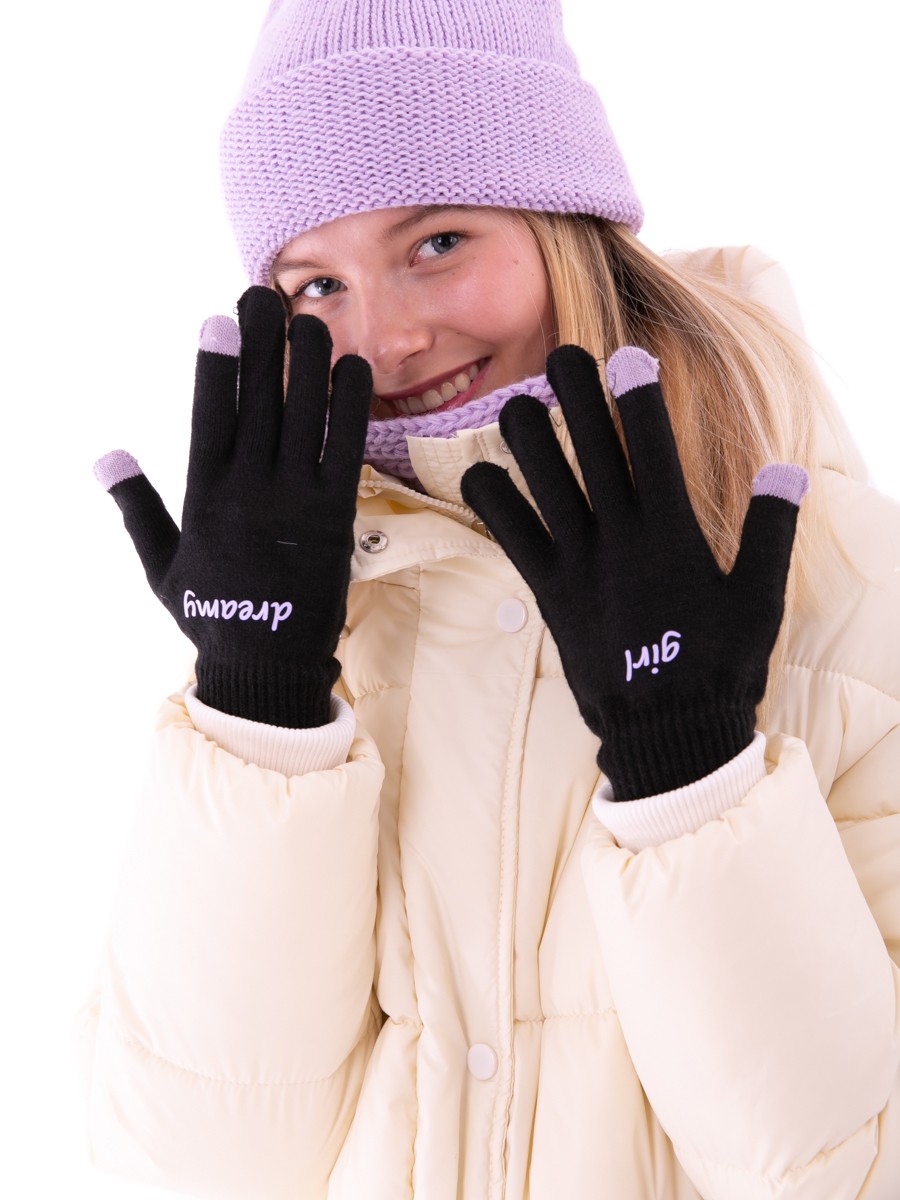 Черные перчатки для девочки